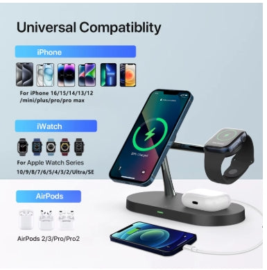 3-in-1 Wireless Charging Station – iPhone, Apple Watch & Air Pods
